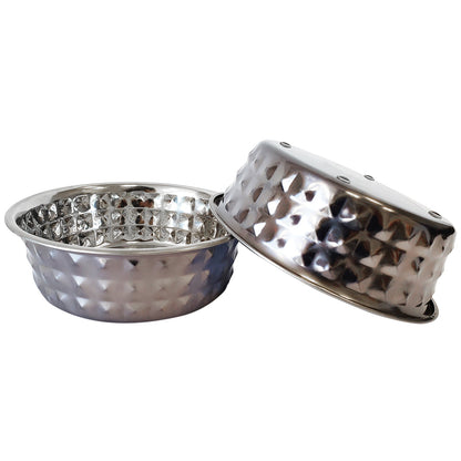 Country Living Set of 2 Hammered Stainless Steel Dog Bowls –