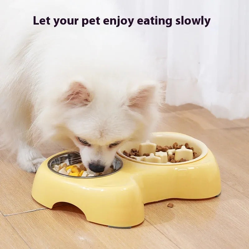 Stainless Steel Slow Feeder Cat Bowl by Purrfect Pet Kingdom in Grass Green, 14.75 inches, designed for healthy cat meal t...