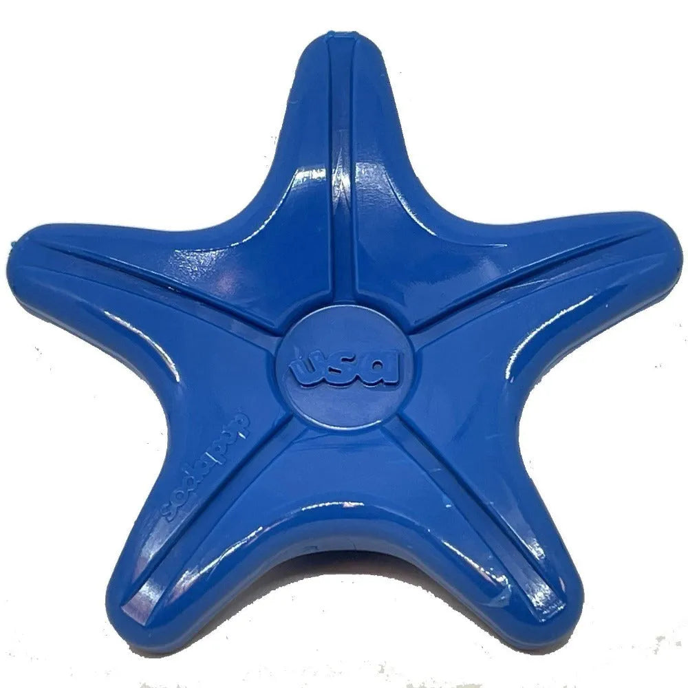 Starfish Nylon Dog Chew Toy by SodaPup in blue, designed for aggressive chewers, perfect for durable playtime.