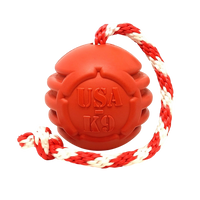 USA-K9 Stars and Stripes Ultra-Durable Durable Rubber Chew Toy, Reward Toy, Tug Toy, and Retrieving Toy - Red