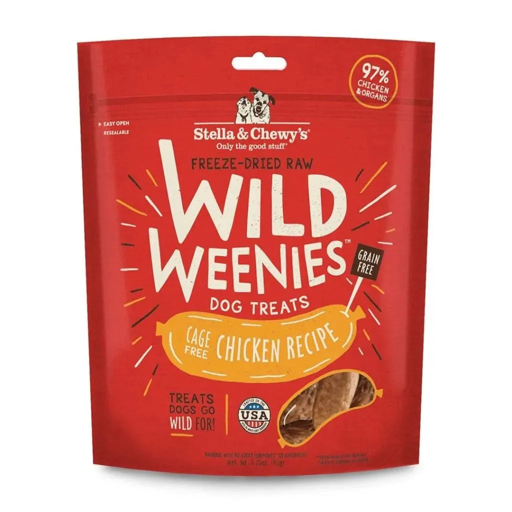 Stella & Chewy Freeze-Dried Chicken Wild Weenies Dog Treats by The Family Pet, 14.99, perfect for your furry friend.