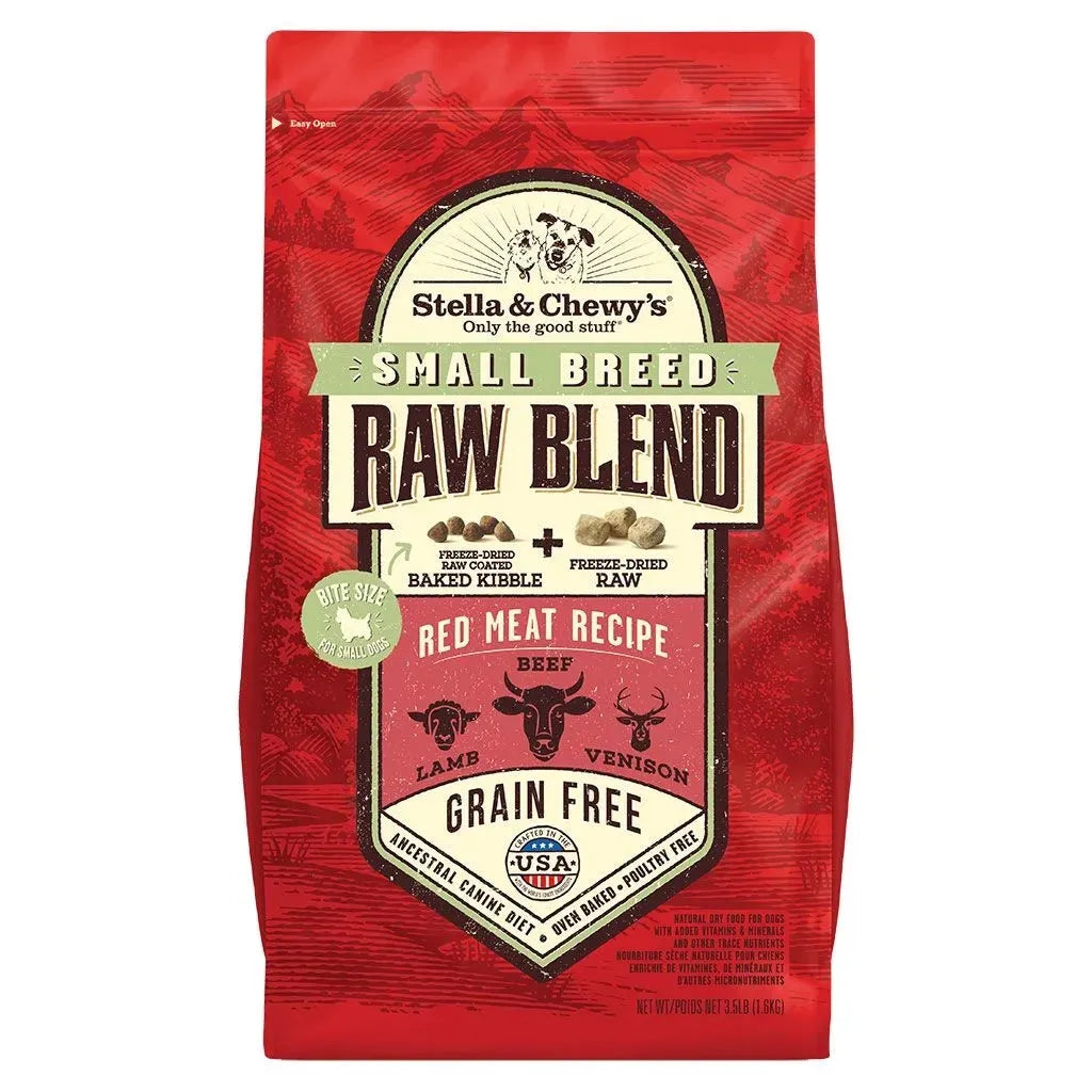 Stella & Chewy’s Raw Blend Small Breed Red Meat Recipe Dog Food by Purrfect Pet Kingdom, 3.5lb bag, ideal for small dogs.