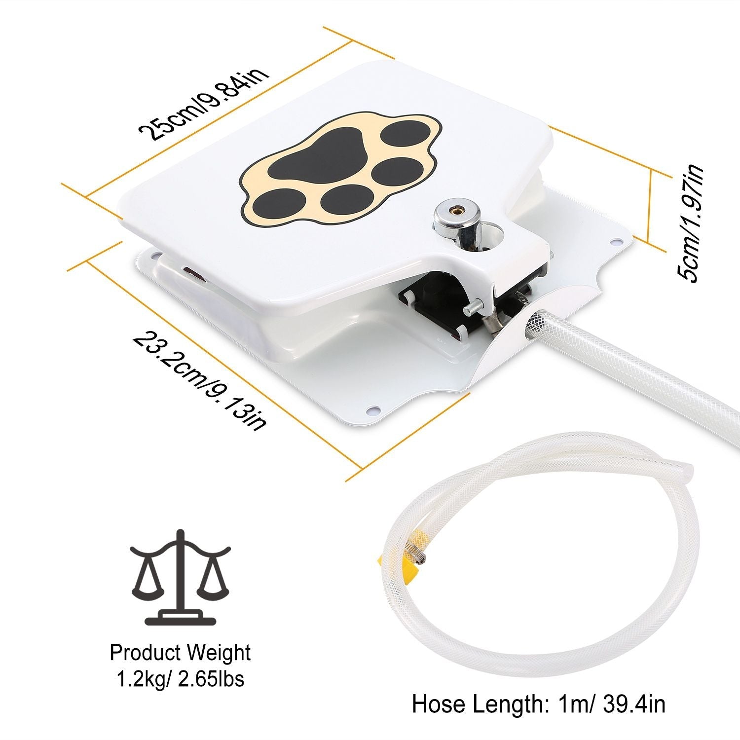 Mercantile Mountain step-on dog water dispenser with a paw print design for easy pet hydration