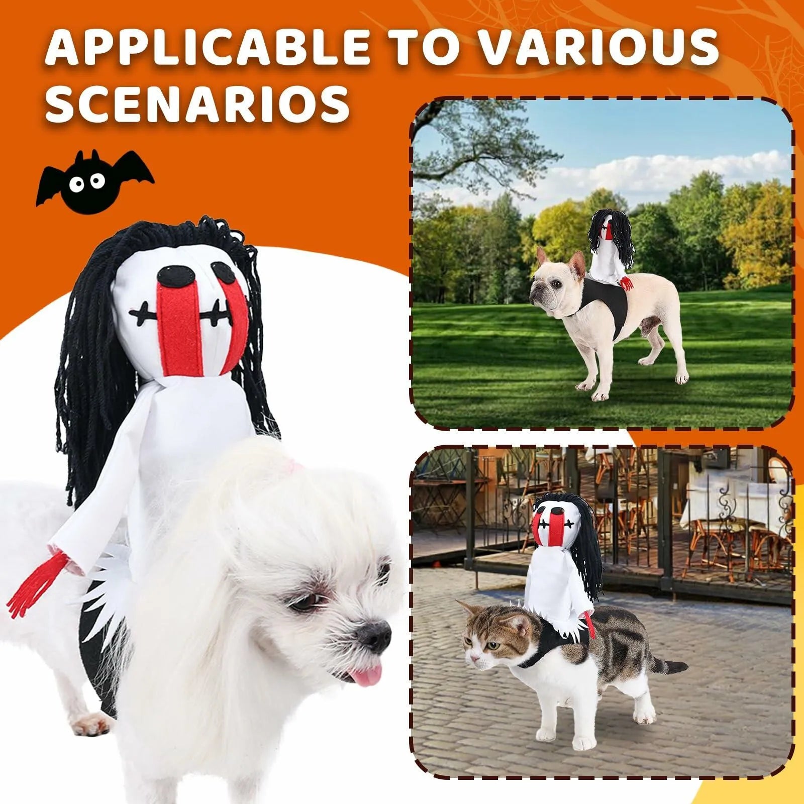 stepsin Dog Halloween Ghost Riding Saddle Costume by Deal US, featuring a spooky ghost design, perfect for festive pet cel...