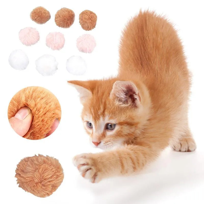 Stevvex - Cat Toys Cute Funny Stretch Plush Ball Cat Training Educational Toy Color Grinding Claw Filled Cotton Rabbit Fur...