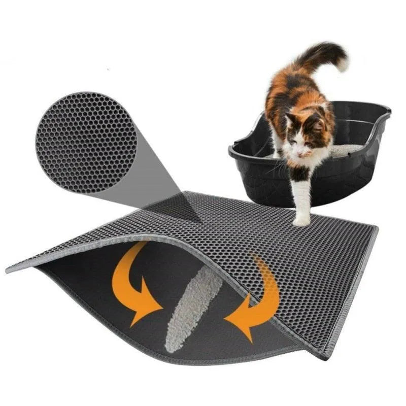 Stevvex - Pet Cat Litter Mat Waterproof Double Layer Cat Litter Trapping - Cat Litter Box Mats