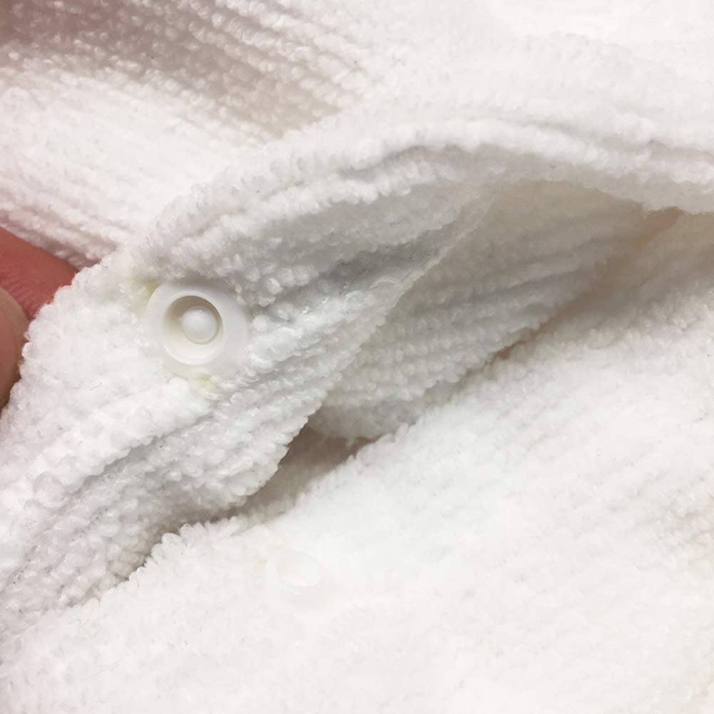 Soft white dog hooded bathrobe with button closures for easy wear after baths