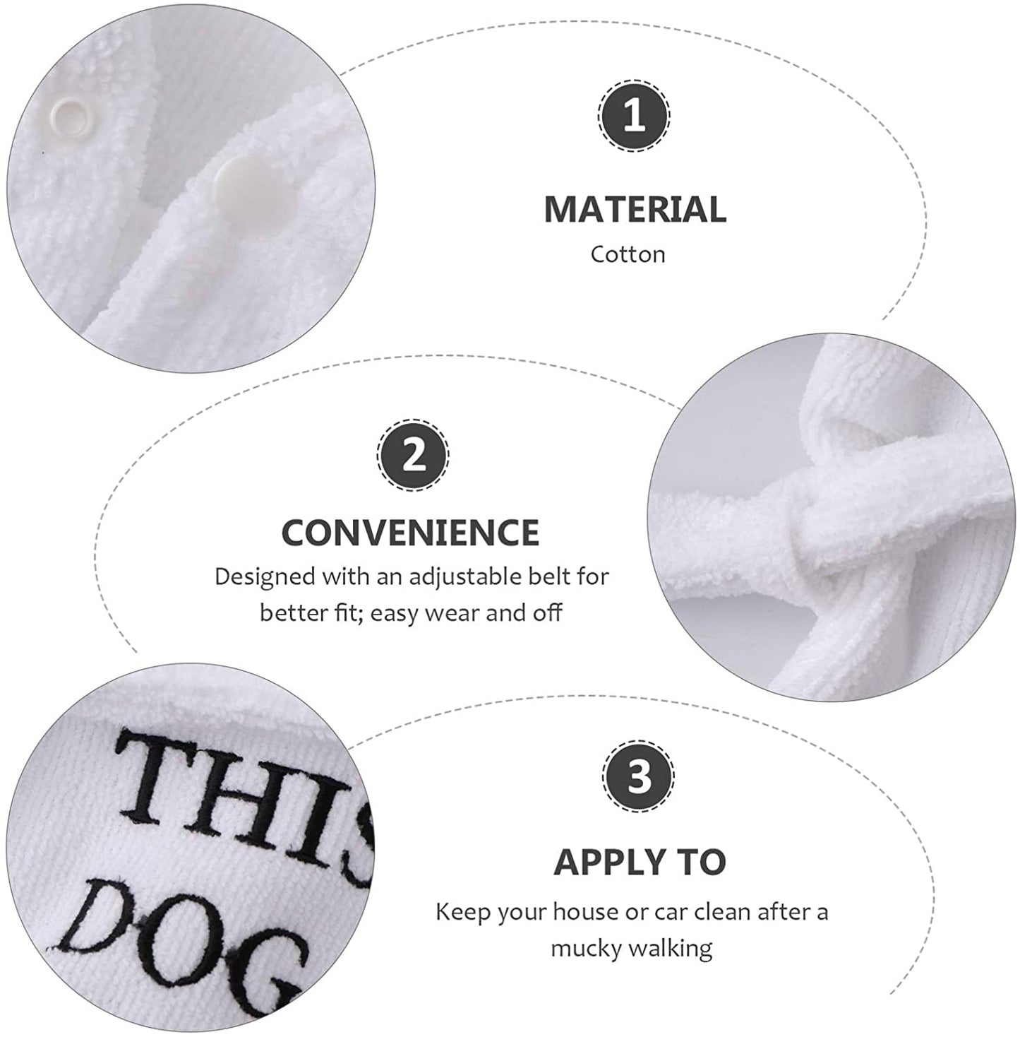 White cotton dog hooded bathrobe with adjustable belt for easy wear and off convenience