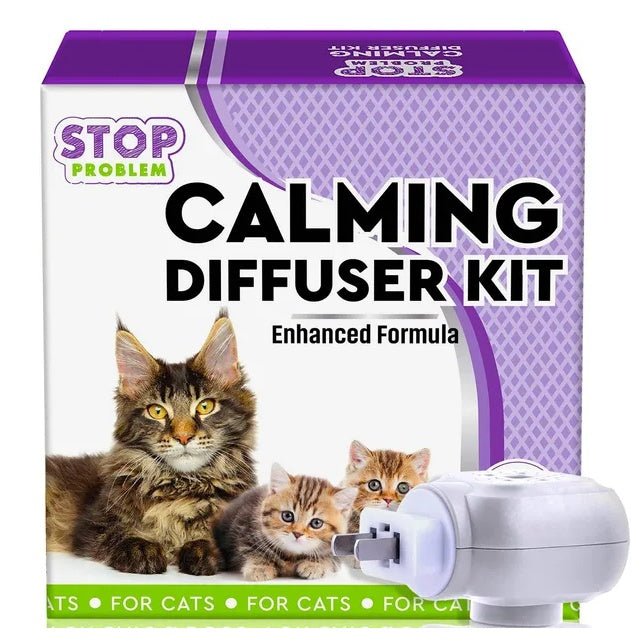 Purrfect Pet Kingdom cat anxiety diffuser kit with calming formula for stressed cats and kittens