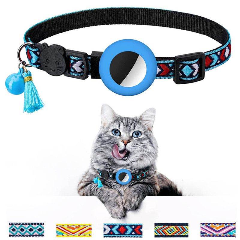 Purrfect Pet Kingdom Stylish AirTag Pet Collar with Bell Pet Supplies Blue Purrfect Pet Kingdom