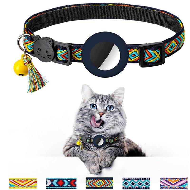 Purrfect Pet Kingdom Stylish AirTag Pet Collar with Bell Pet Supplies Deep Blue Purrfect Pet Kingdom