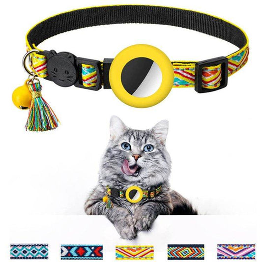 Purrfect Pet Kingdom Stylish AirTag Pet Collar with Bell Pet Supplies Yellow Purrfect Pet Kingdom