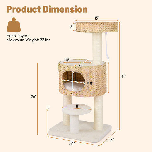 Stylish cat condo for indoor cats featuring multiple levels, scratching posts, and cozy hideaway spaces