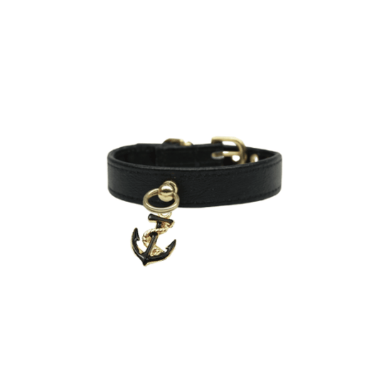 Purrfect Pet Kingdom Stylish Dog Collars with Charm - Anchor Design 16"-1 Black Purrfect Pet Kingdom
