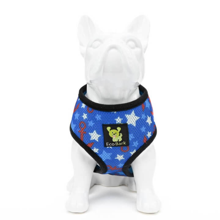 Dog Harness EcoBark Nautical Harness Over-the-Head Soft Mesh - close up product image for dog harness