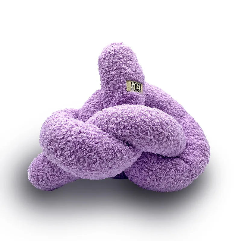 Super Knott dog toy by Come Here Buddy in lilac, grey, and sage colors, perfect for playful pups.