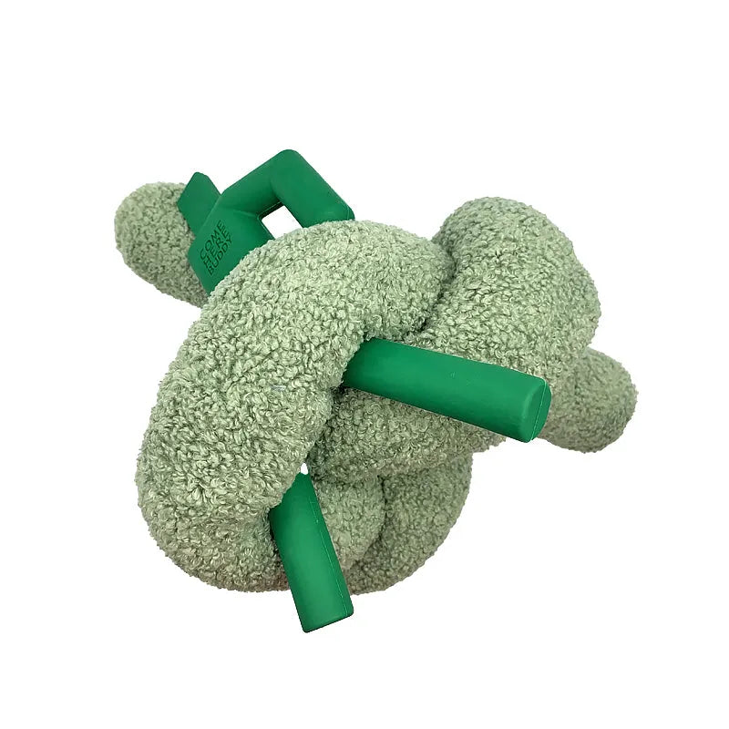 Super Knott dog toy by Come Here Buddy in lilac, grey, and sage colors, perfect for playful pups.