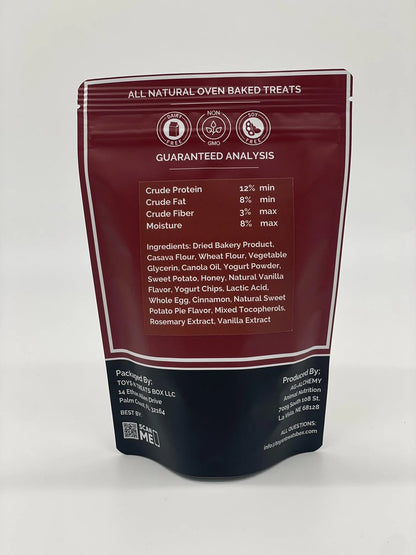 Sweet Potato Probiotic Dog Treats by Toys N Treats Box, 4oz size, ideal for healthy digestion, budget-friendly option.