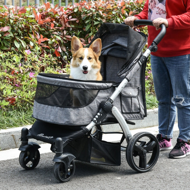 Travel Pet Stroller with Adjustable Handlebar