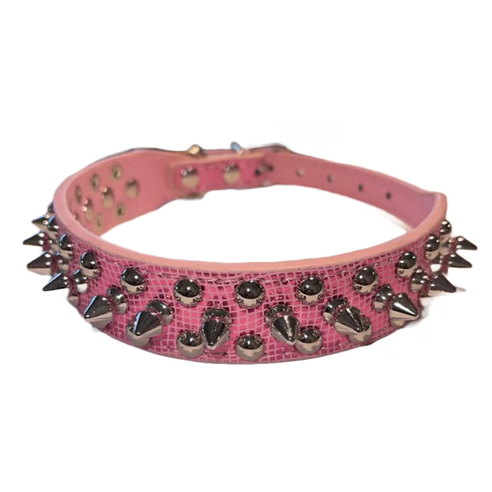 Rugged Leather Spiked Collar for Dogs and Cats - Ameraeon