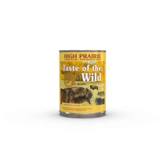 Taste of the Wild High Prairie dog food with bison in gravy for a nutritious meal