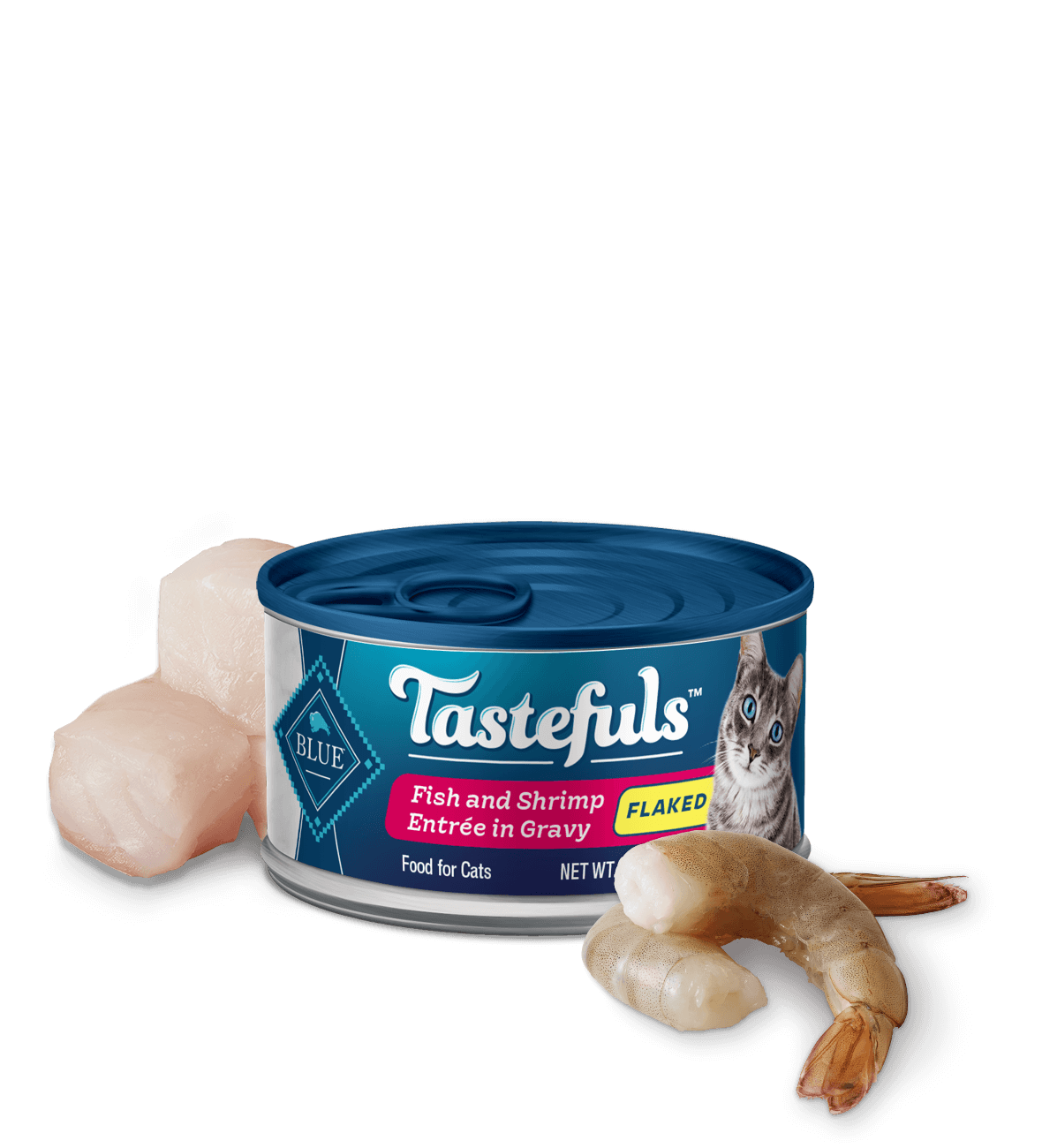 Blue Buffalo Tastefuls Adult Flaked Fish and Shrimp in Gravy Entree Wet Cat Cans (3oz) - Blue Buffalo Wet Cat Food - The Family Pet