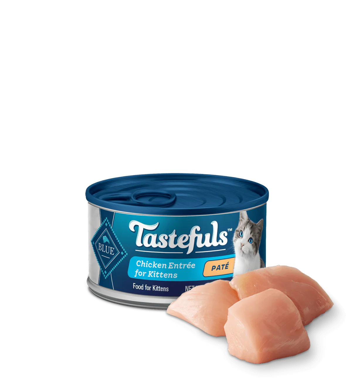 Blue Buffalo Tastefuls Kitten Chicken Pate Entree Wet Cat Cans (3oz) - Blue Buffalo Wet Cat Food - The Family Pet