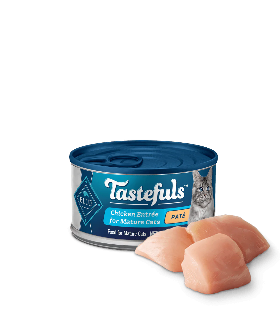 Blue Buffalo Tastefuls Mature Indoor Chicken Pate Entree for Mature Cats Wet Cat Cans (3oz) - Blue Buffalo Wet Cat Food - The Family Pet