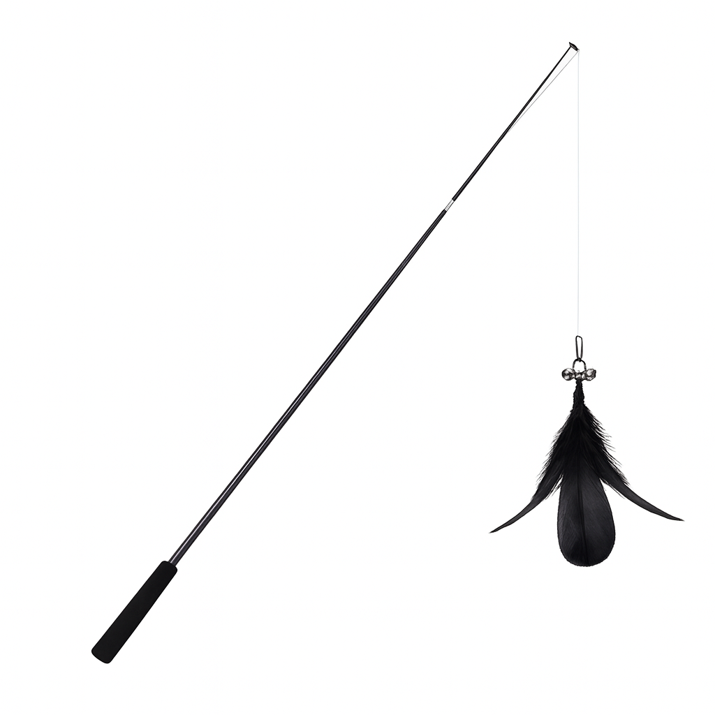 Telescopic feather cat teaser wand for interactive playtime and exercise for cats