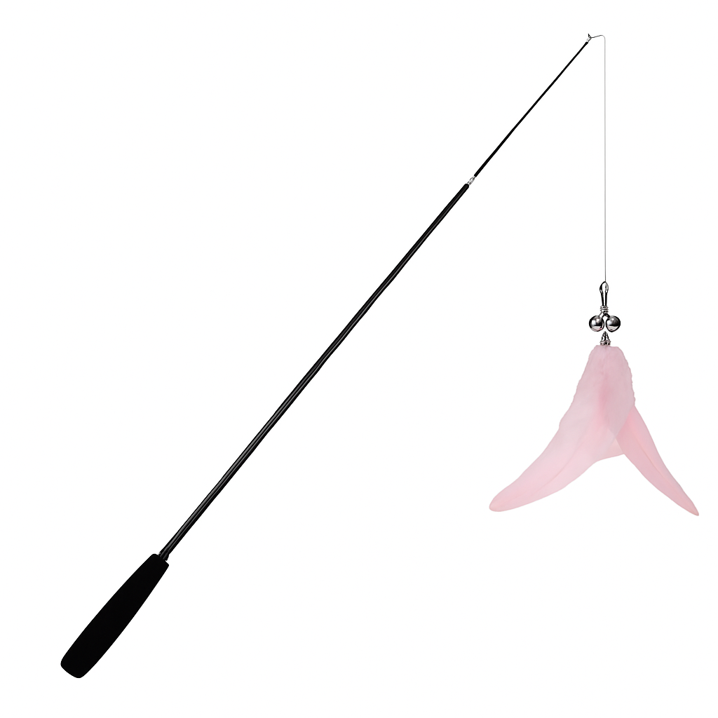 Telescopic feather cat teaser wand for interactive play and engaging fun for cats