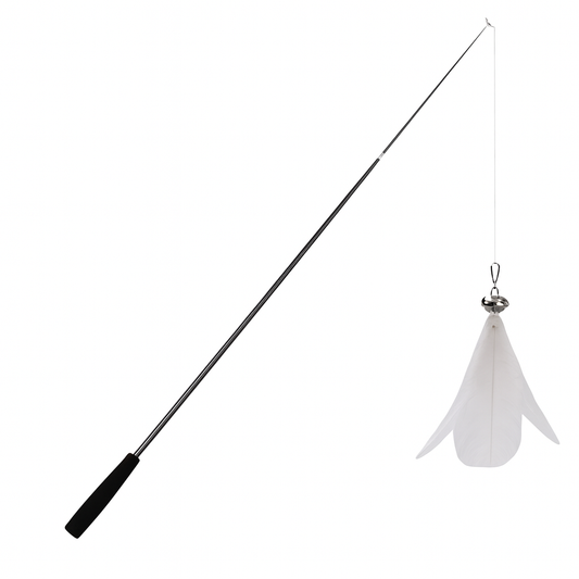 Telescopic feather cat teaser wand from Purrfect Pet Kingdom for interactive play with your cat