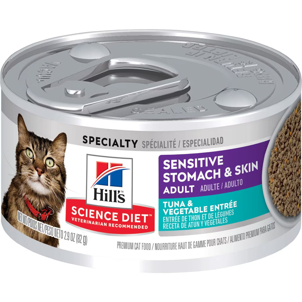 Hill's Science Diet Sensitive Stomach & Skin Canned Cat Food, Tuna & Vegetable Entr?e (2.9oz)