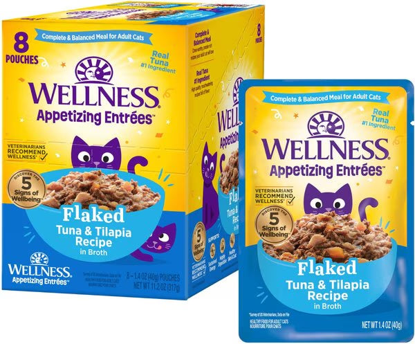 Wellness Appetizing Entrees Flaked Tuna & Tilapia Cat (1.4oz) - Wet Cat Food - The Family Pet