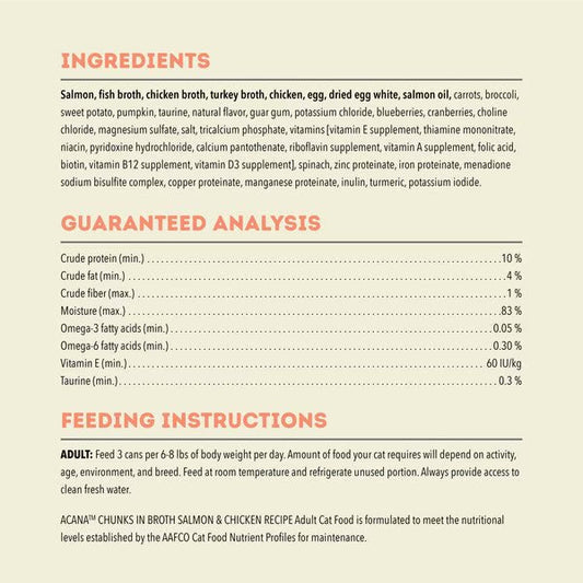 Acana Cat Grain Free Chunk Salmon & Chicken Wet Food (3oz) - Acana Wet Cat Food - The Family Pet