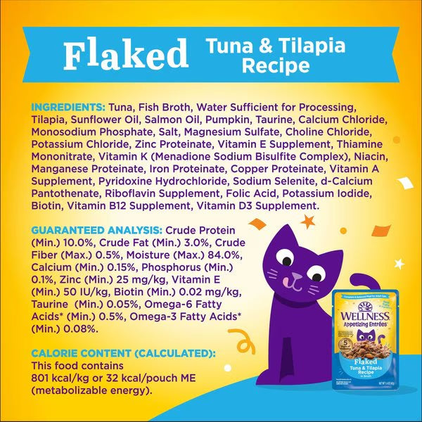 Wellness Appetizing Entrees Flaked Tuna & Tilapia Cat (1.4oz) - Wet Cat Food - The Family Pet