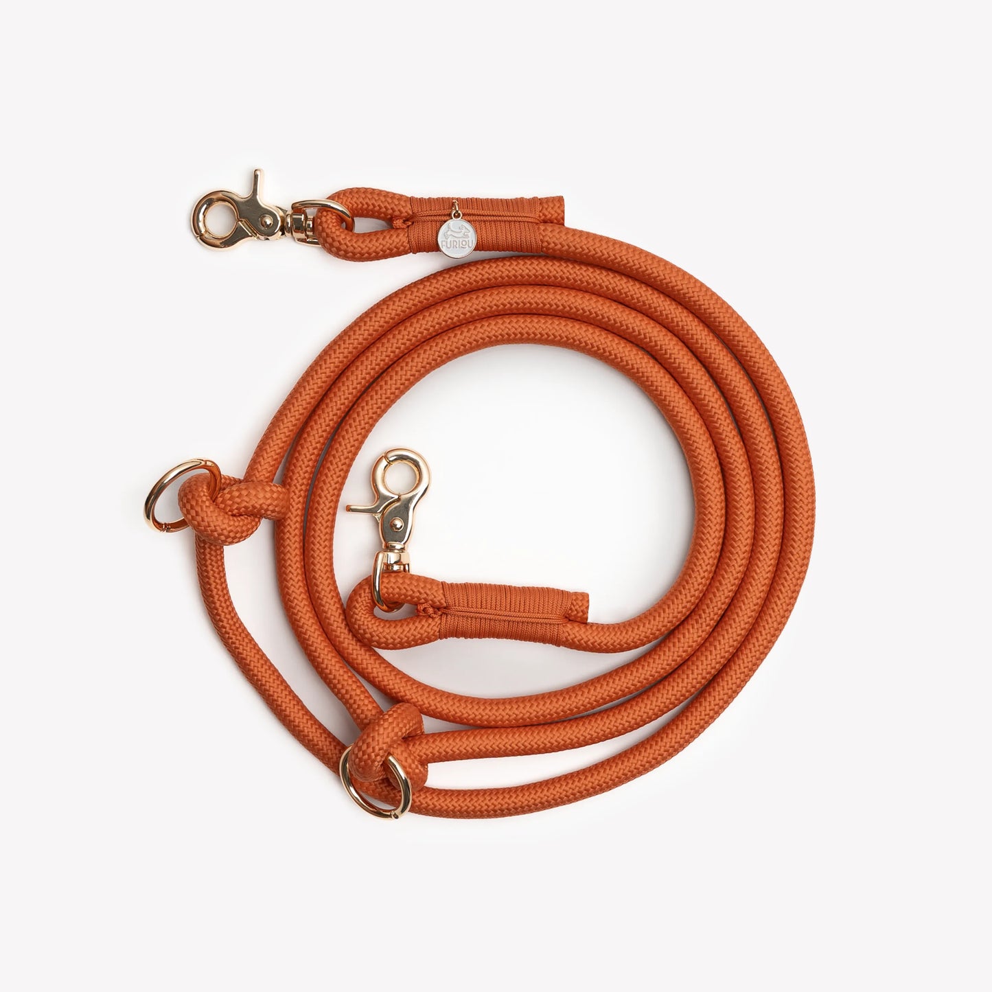 Terracotta hands-free braided leash by FURLOU, featuring a stylish design, perfect for active pet owners. Size: Default Ti...
