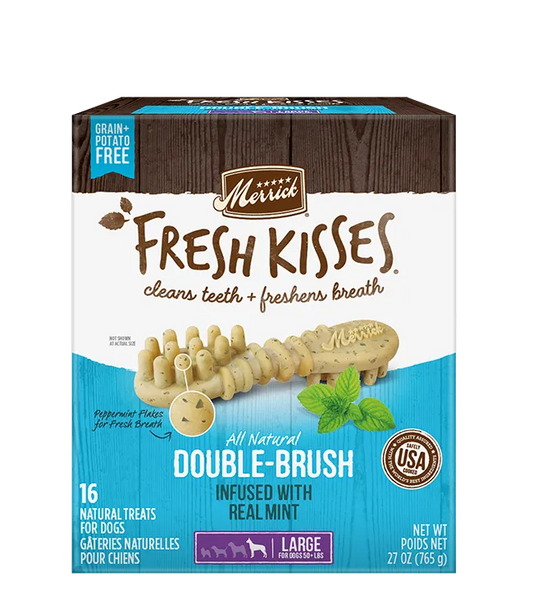 Purrfect Pet Kingdom ? Merrick Fresh Kisses Mint Dental Treats For Large Dogs (27oz) (16Ct) - Dental Dog Treats