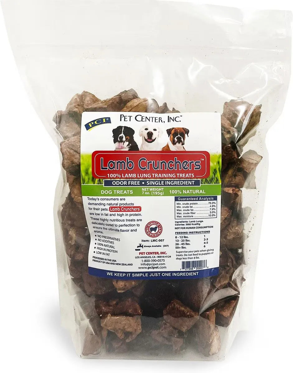 Purrfect Pet Kingdom ? PCI Lamb Crunchers Lung Bites Dog Treats (7oz) - Single Ingredient Treats