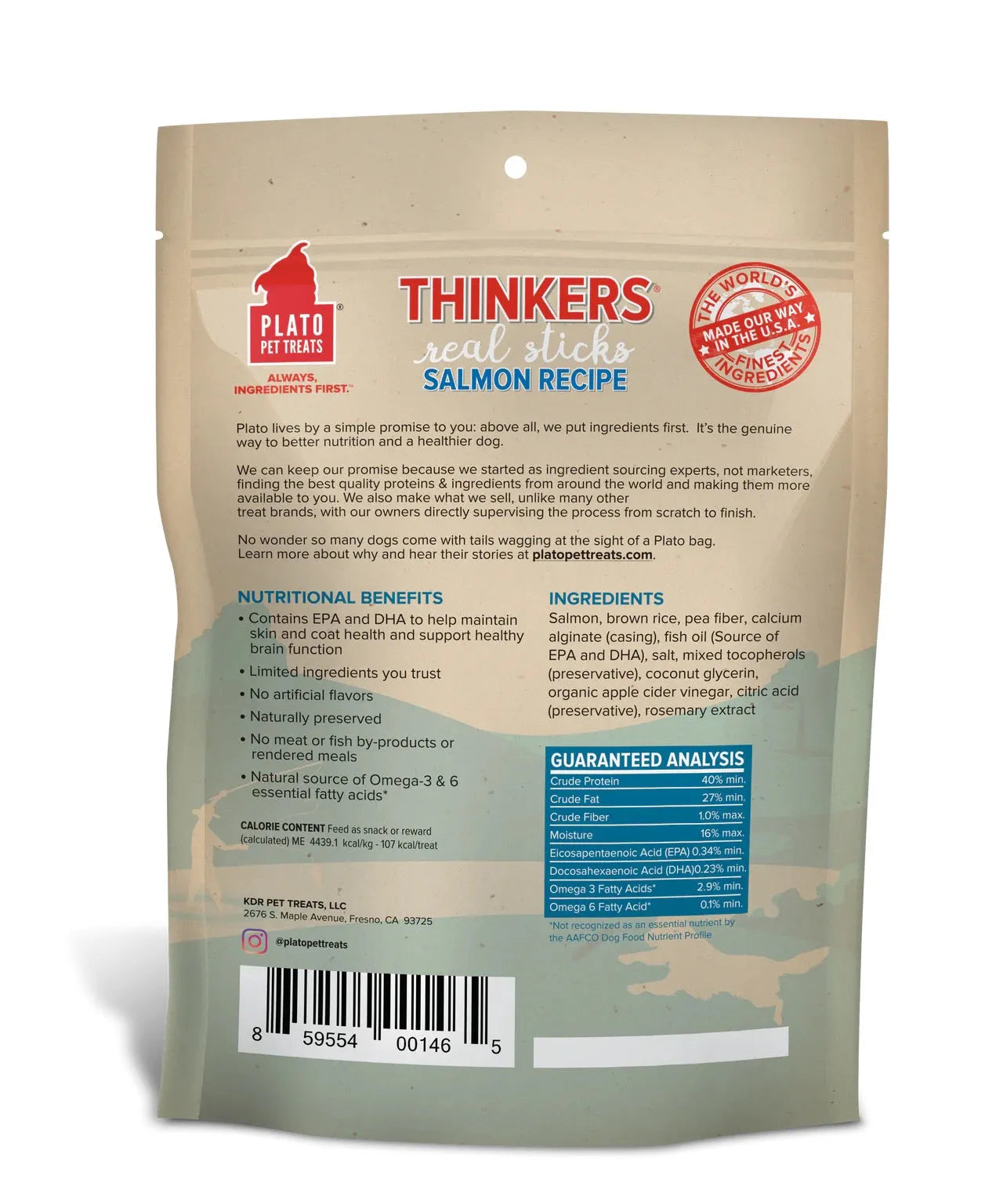 The Family Pet - Plato Thinkers Salmon Sticks Dog Treats (10oz) - Dog Treats