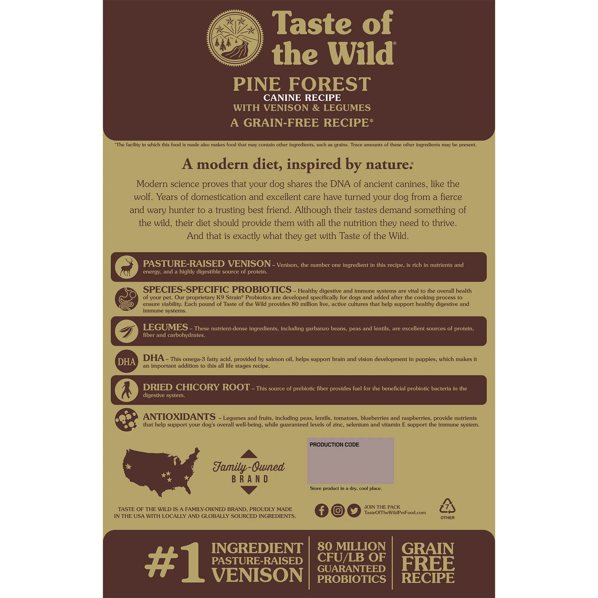 The Family Pet - Taste of the Wild Adult Pine Forest Venison and Legumes - Dry Dog Food