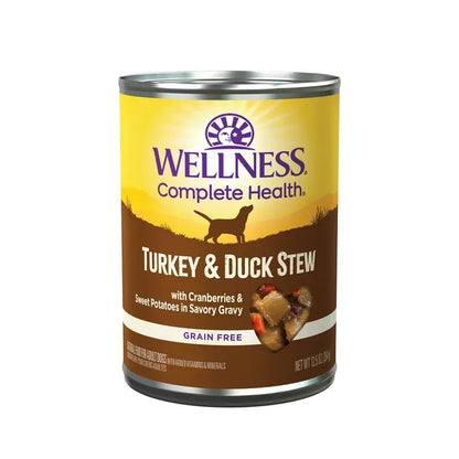Wet dog food can of The Family Pet Turkey and Duck Stew, 12.5oz, budget-friendly option for dogs, new arrival under $10.