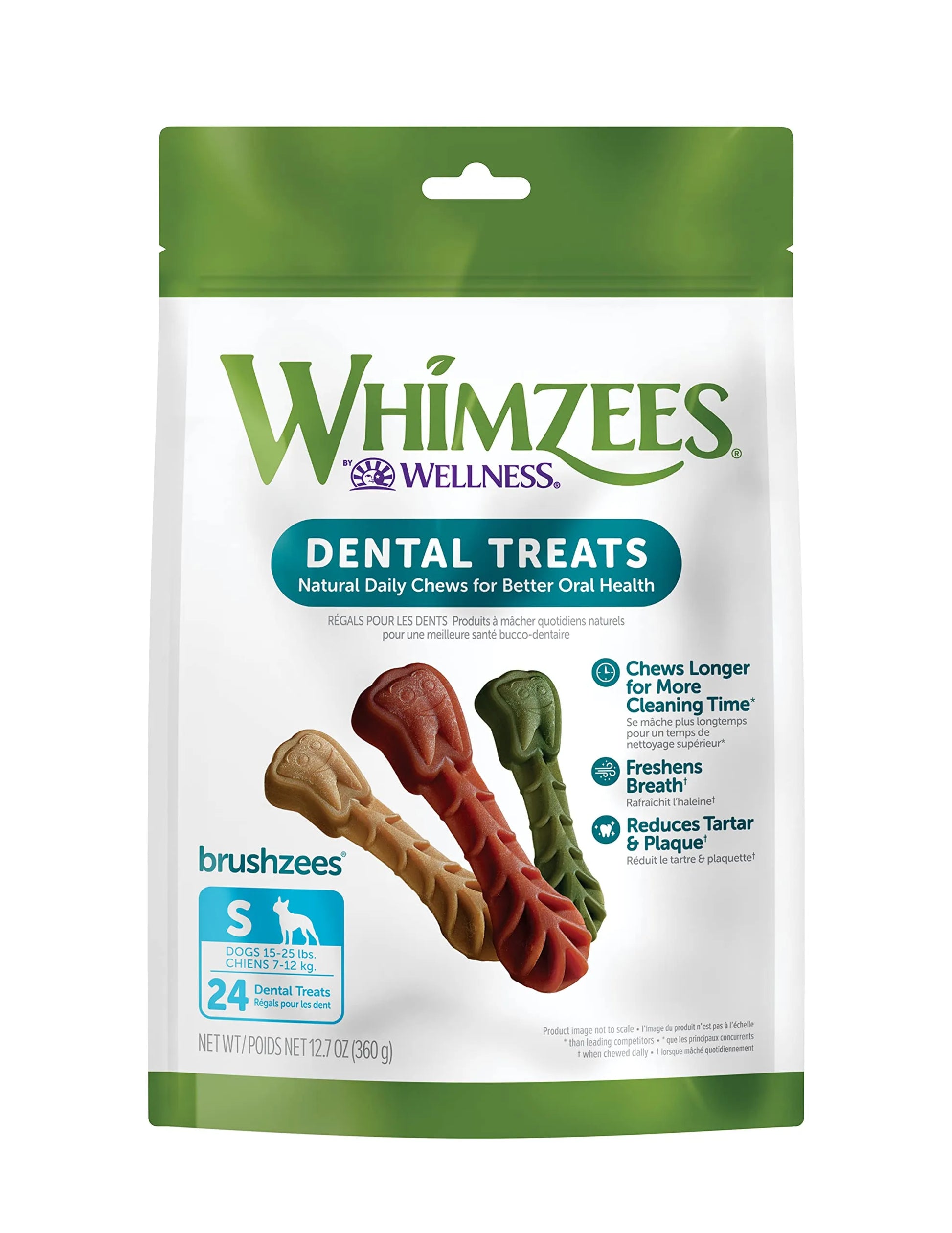Purrfect Pet Kingdom ? Valuebag Whimzees Brushzees Small Daily Dental Dog Treats 3.4" (12.7oz) - Dental Dog Treats
