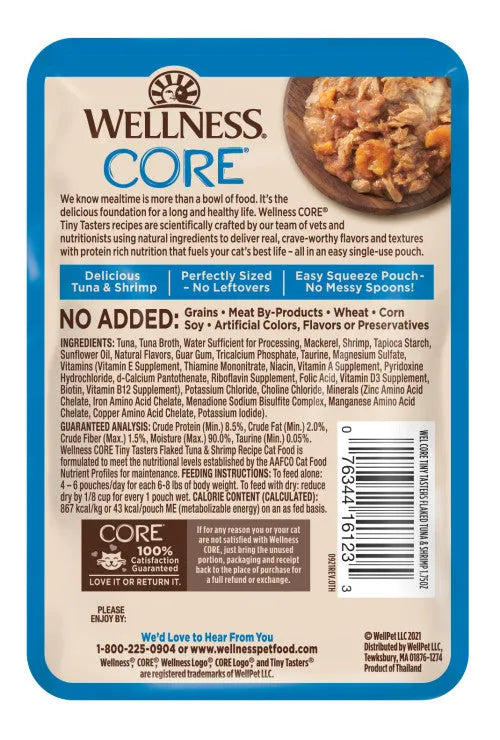 The Family Pet - Wellness Core Adult Tiny Taster Flaked Tuna and Shrimp Wet - Wet Cat Food