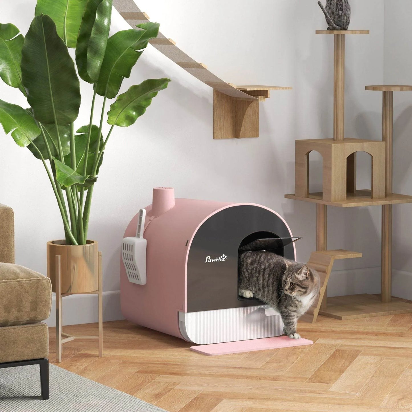 The Max & Rex Collection - Pink Covered Cat Litter Box with Odor Filter - Complete Privacy