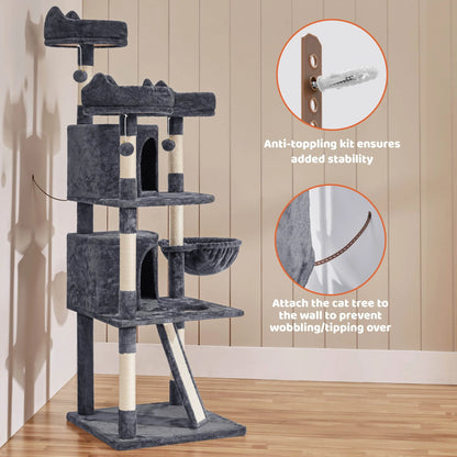 The Max & Rex Collection - Renwick 69in Large Cat Tree Tower with Multi-Level Condos - Cat Trees & Towers