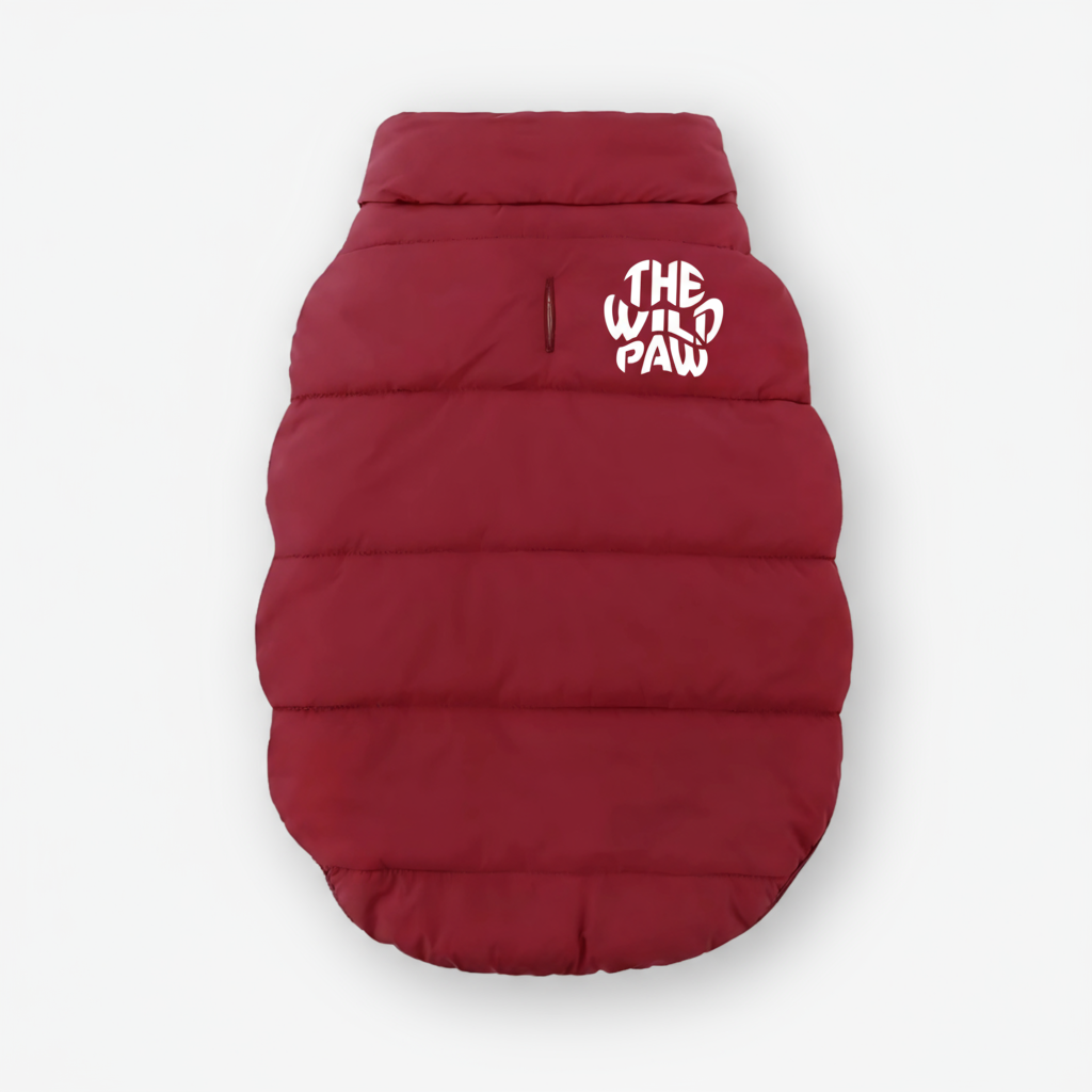 The Wild Paw Burgundy Luxury Dog Winter Coat with Padded Insulation for Warmth
