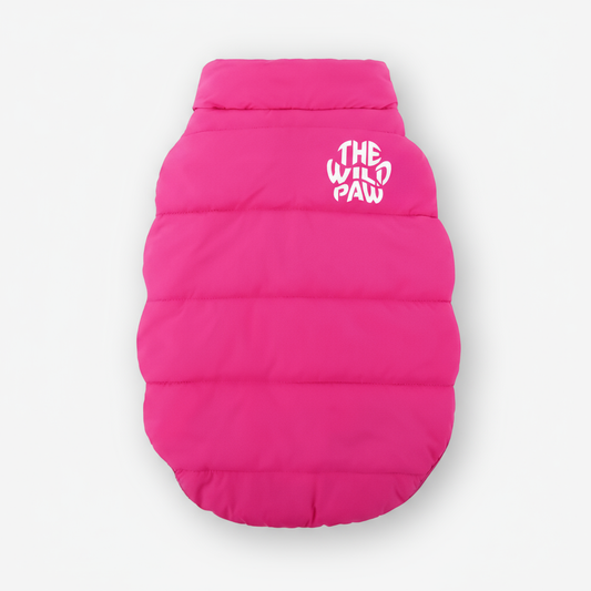 The Wild Paw pink luxury pet coat with padded design for stylish pet warmth