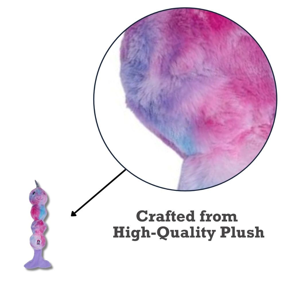 Tie Dye Skinny Narwhal Magical Creature Plush Dog Toy – with
