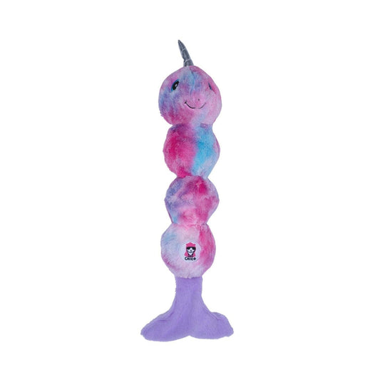 Tie Dye Skinny Narwhal Magical Creature Plush Dog Toy – with