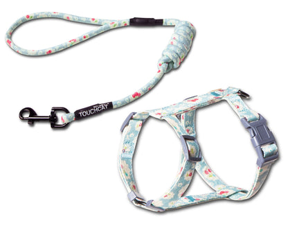 Purrfect Pet Kingdom Adjustable Harness for Cats - No-Pull, Floral Medium Sky Blue Purrfect Pet Kingdom